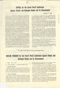 Appeal for the Fourth World Conference Against Atomic and Hydrogen Bombs and for Disarmament