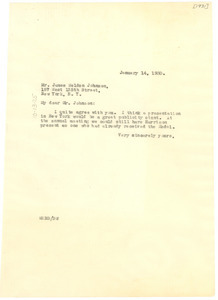 Letter from W. E. B. Du Bois to James Weldon Johnson