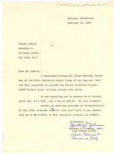 Letter from Community Unitarian Fellowship Forum to W. E. B. Du Bois