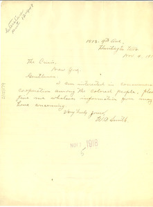 Letter from W. A. Smith to W. E. B. Du Bois