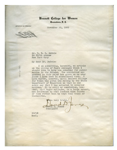 Letter from David D. Jones to W. E. B. Du Bois