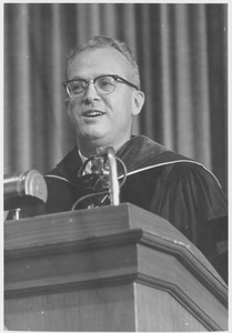 President John W. Lederle speaking at the Centennial Honors Day convocation