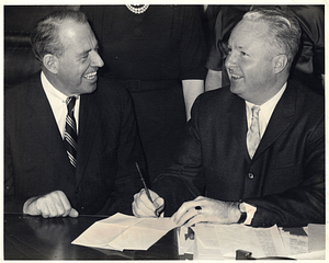 Unidentified man and Mayor John F. Collins