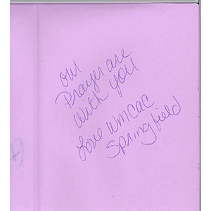 Card from a woman at the Western Massachusetts Correctional Alcohol Center