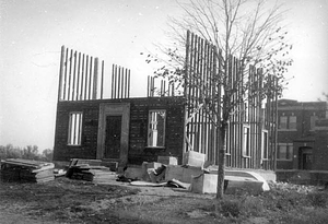 Tearing down old Woodville School, 1920