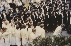 1961 Graduates Waiting at the Commencement.