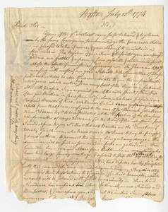 Correspondence to William Henshaw, 1774-1775