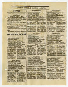 Roster of Massachusetts volunteers for the war, from the Boston Saturday Evening Gazette
