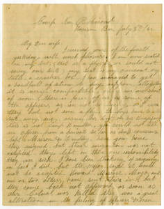 Correspondence by Leander Gage King from Camp Near Richmond, Camp Near Harrison's Landing, Virginia, 1862 July