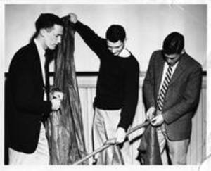 Williams Students preparing slalom flags, 1956