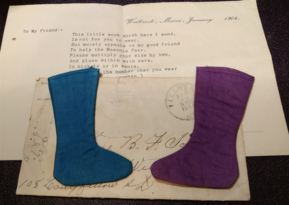 Sock social invitation to Mrs. Benjamin F. Joy, 1904 February 25