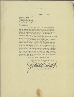 Letter from G. Edward Elwell, Jr., to Percy A. Brown, 1957 January 29