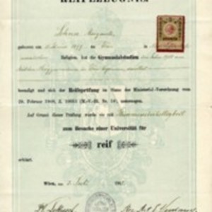 Diploma from the Gymnasium, Vienna