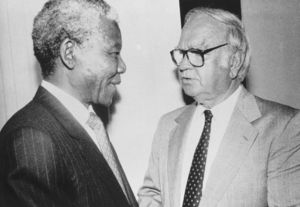 John Joseph Moakley meets with South African President Nelson Mandela