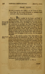 1809 Chap. 0073. An Act To Authorize The Justices Of The Court Of Common Pleas For The County Of Suffolk, To Purchase Land And Erect A New Court House Thereon.