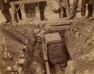 Cornerstone in trench