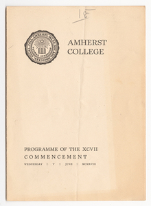 Amherst College Commencement program, 1918 June 5