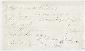 Edward Hitchcock receipt of payment to Oliver Clapp, 1863