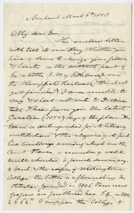 Edward Hitchcock letter to Edward Hitchcock, Jr., 1858 March 4