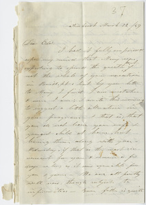 Orra White Hitchcock letter to Edward Hitchcock, Jr., 1859 March 12