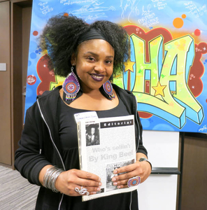 Stacey Brown at the "Show 'Em Whatcha Got" Mass. Memories Road Show: The Hip-Hop Edition
