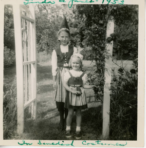 My sister and I in Swedish costumes