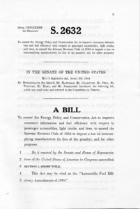 S. 2632; Automobile fuel efficiency amendments of 1984