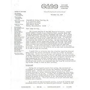 Letter, Judge Garrity, November 23, 1977.