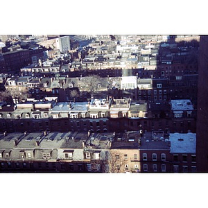 Row houses in Boston's South End, seen from above.