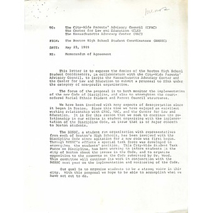 Memorandum of agreement, May 23, 1980.