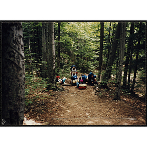 Five youth with backpacks stop along the Piper Trail