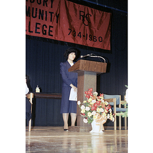 Speaker at Roxbury Community College's commencement ceremony