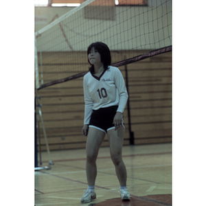 Volleyball player at the net