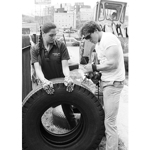 Civil engineering co-op students working at a construction site