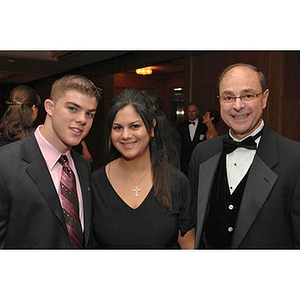 President Aoun with two Torch Scholars during a Huntington Society dinner