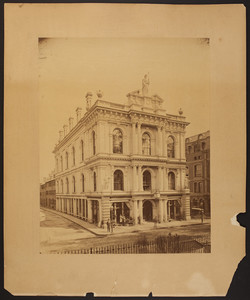 Exterior view of Horticultural Hall, corner of Tremont Street and Bromfield Street