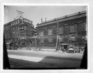 Boylston Street with side of Arlington Street Church and workmen, Boston, Mass., May 28, 1920