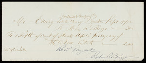 Receipt for John R. Briggs, woodworking, 75 Cornhill, Boston, Mass., dated September 19, 1882