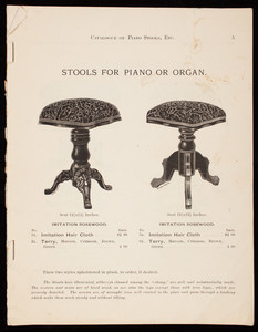 Catalogue of piano stools, etc., Tonk & Company, Chicago, Illinois, 1890s