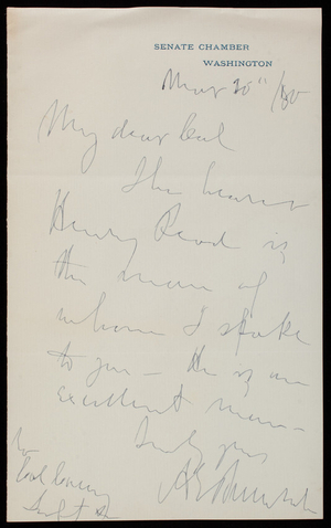 Ambrose E. Burnside to Thomas Lincoln Casey, May 20, 1880