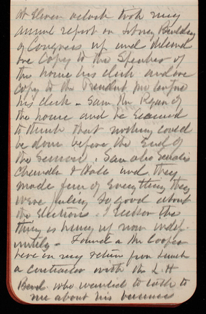 Thomas Lincoln Casey Notebook, November 1888-January 1889, 36, at eleven oclock took my