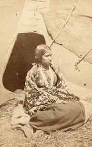 "Sioux in dress of murdered white woman"