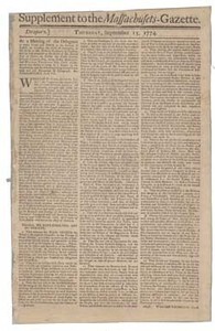 Supplement to the Massachusets-Gazette [sic]