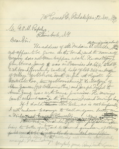 Letter from Benjamin Smith Lyman to G. V. M. Rafelye