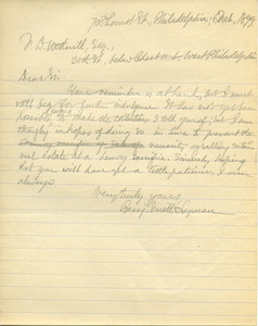 Letter from Benjamin Smith Lyman to J. D. Wetherill