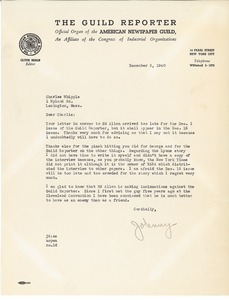 Letter from Johnny Dunn to Charles L. Whipple