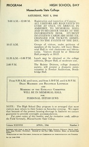 Program High School day, May 2, 1942. Bulletin Massachusetts State College 38, no. 3