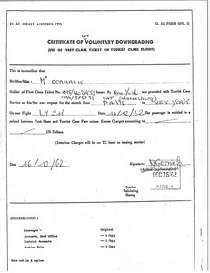 Certificate of Unvoluntary Downgrading