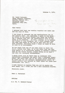 Letter from Mark H. McCormack to David Roxburgh