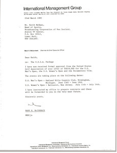 Letter from Mark H. McCormack to Keith McEwen